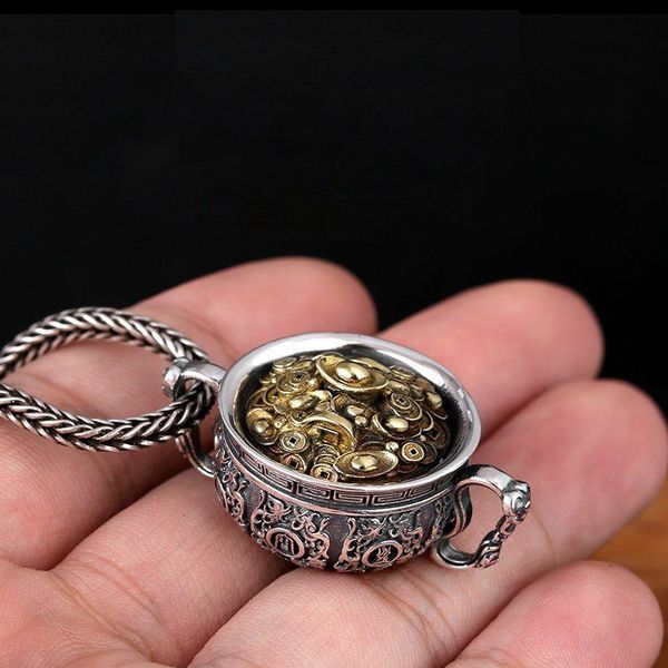 

chains chinese style lucky money transfer personalized silver necklace men's retro sweater chain jewelry accessories