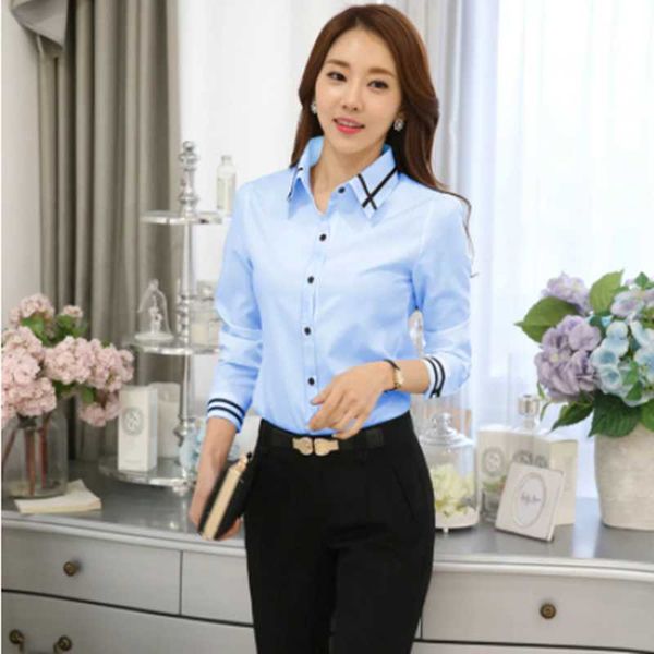 

womens office lady shirt female chiffon slim blouse plus size casual long sleeve shirts simple style women's blouses &, White