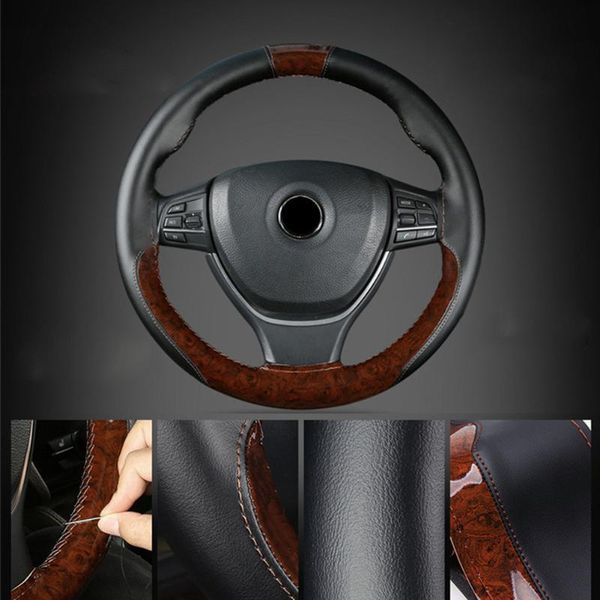 

steering wheel covers 38cm car cover leather parts peach wood trim unique