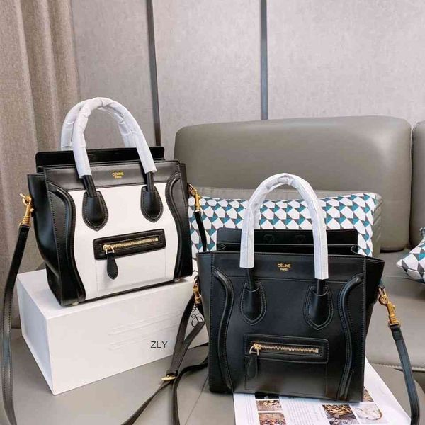 

ce smile face bag embarrassing leather color contrast portable one shoulder messenger bag leather women's zly bags hqzx