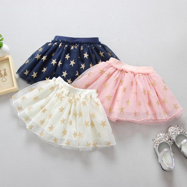 

skirts star summer girl skirt solid elastic band mesh kid fairy princess for baby children's clothing, Blue