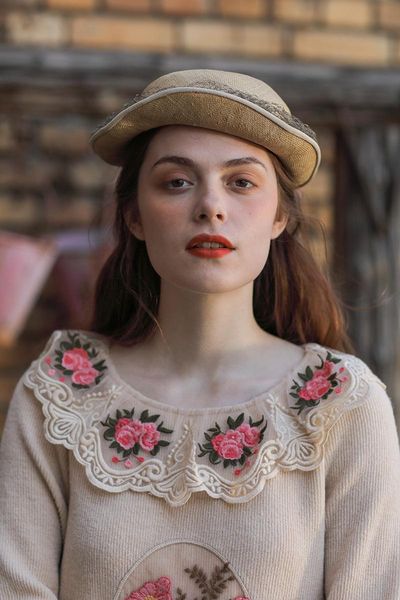

casual dresses autumn spring original design women all-match vintage mori girls french embroidery knitted apricot, Black;gray