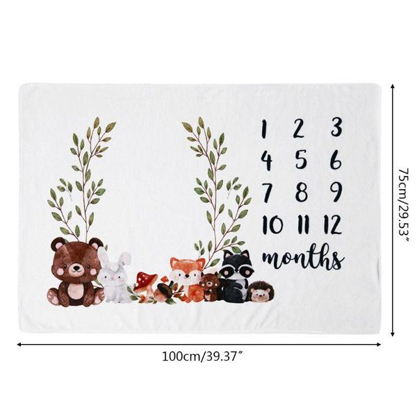 

blankets & swaddling k3ne baby monthly record growth milestone blanket born cute animal pattern pography props po creative background