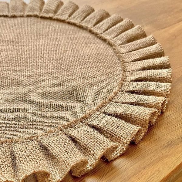 

mats & pads 15-inch diameter country farmhouse burlap round placemat set of 4