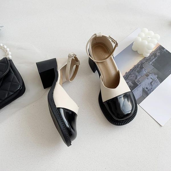 

sandals buckle strap comfort shoes for women all-match black platform clear heels suit female beige med 2021 summer mary jane es