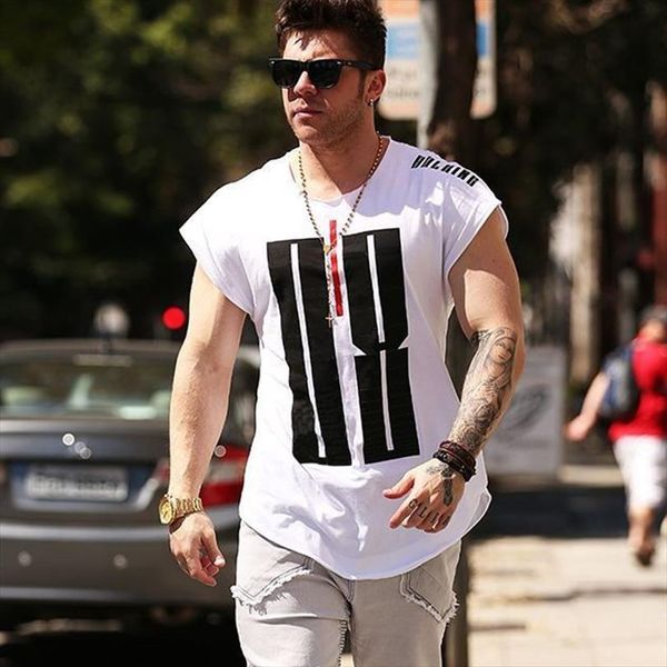

creative printed short sleeve cotton men t shirts fashion casual gyms fitness bodybuilding workout tees male brand clothing, White;black