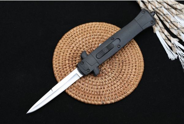 

9 inch italian mafia edc tactical knife 440c satin single blade hiking pocket knives frn reinforced abs outdoor side jump automatic 3300 a07