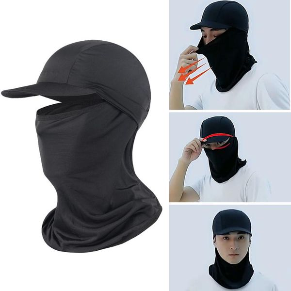 

cycling caps & masks cap bike wear hats breathable fishing bicycle scarf men women sunscreen brim hat hood viscose fiber, Black