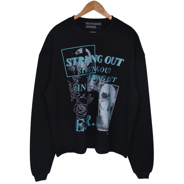 

fashiondemon special pricemen's hoodies erd melancholy rich second generation rose printing long sleeve bottom layer for loose couple, Black