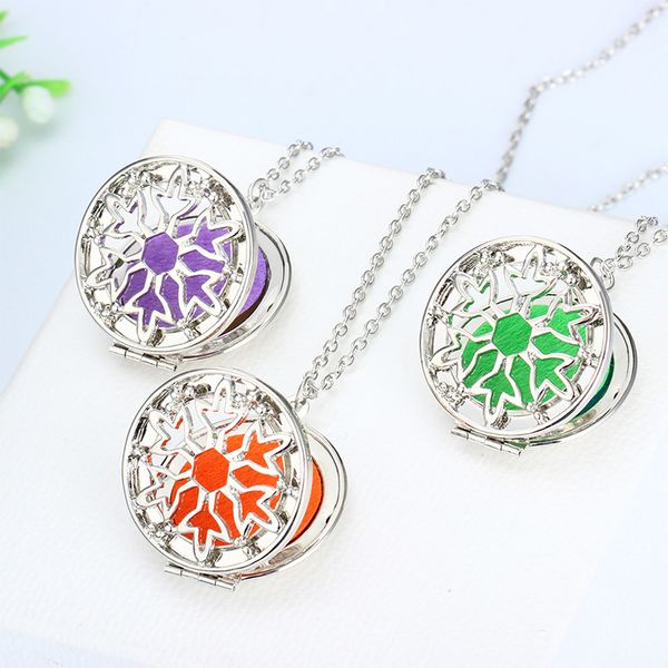 

with 5 felt pads trendy geometric essential oils diffuser pendant necklace antique dainty women aromatherapy costume jewelry, Silver