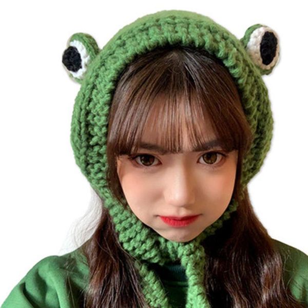 

beanie/skull caps korean big eyes frog hat beanies knitted winter solid hip-hop cap costume accessory gifts warm bonnet, Blue;gray
