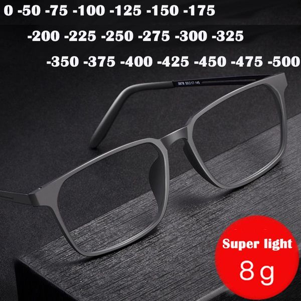 

sunglasses fashion titanium myopia glasses men ultralight clear high diopter sports nearsighted optical spring hinge -0 -175 -225, White;black