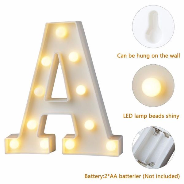 

novelty items white plastic letter led night light marquee sign alphabet lights lamp home club outdoor indoor party wedding decoration