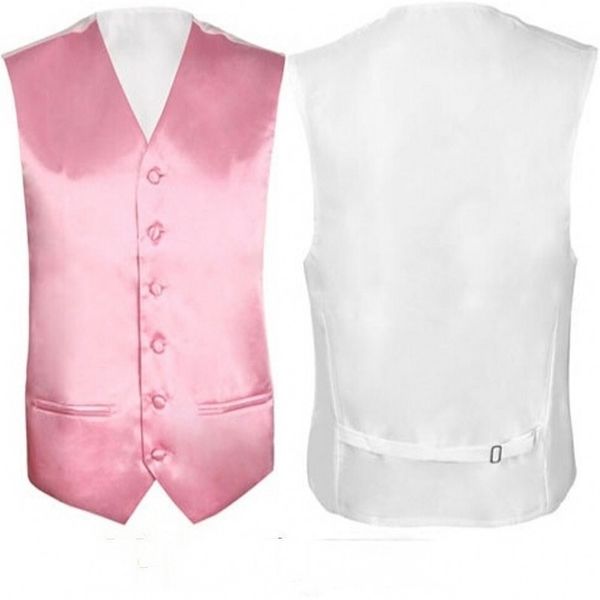 

pink silk satin vest men slim fit sleeveless vests waistcoat male casual party prom wedding groom chalecos para hombre 210522, Black;white