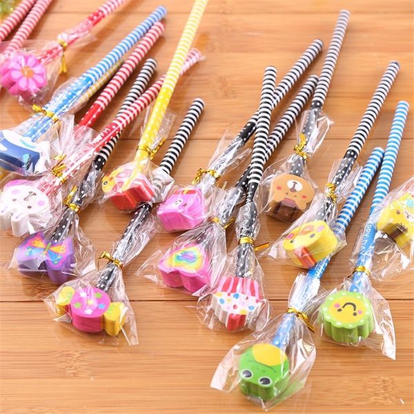 

U6x creative children cartoon rubber primary school drawing kindergarten hb painting pens creative stationery children cartoon rubber prima, Black;red