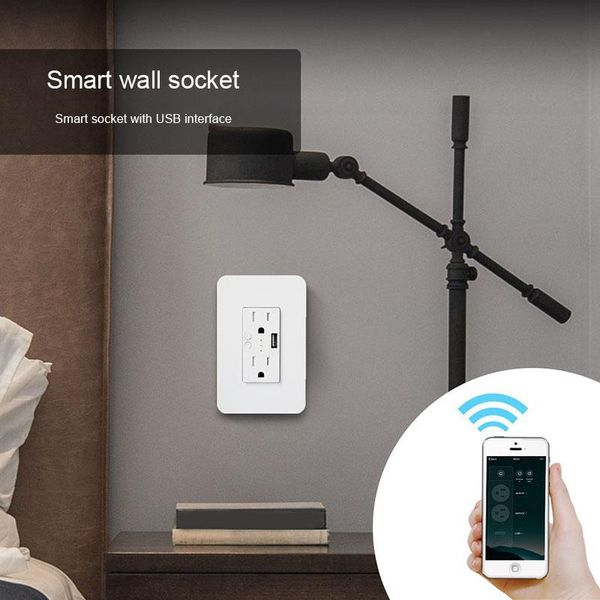 

smart power plugs wifi wall outlet usb interface multi port in-wall socket support app remote control vh99