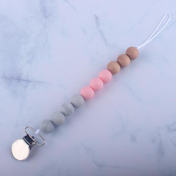 

pacifiers# silicone teething pacifier clips with safe abs beads chain holder for nipples baby chew toys
