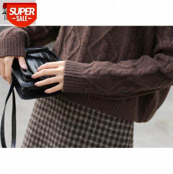 

korean version of high neck bottoming shirt skin-friendly with v-neck pullover knitted caramel salt #sm8g, Black;gray