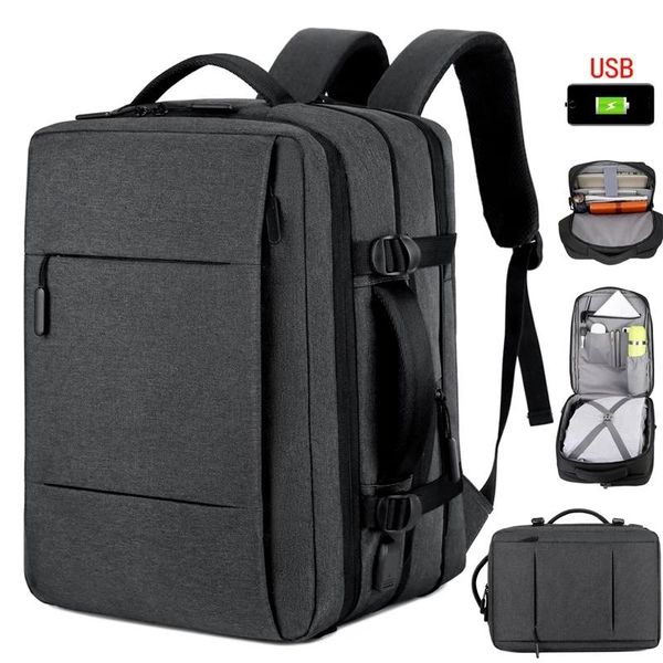 

backpack men large capacity expandable usb charging male lapbagpack waterproof business travel back pack luggage bag mochila