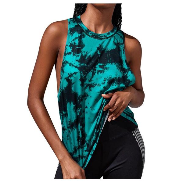 

camisoles & tanks women to dye printing sport tank 2021 fashion quick-drying backless loose running fitness vest, Black;white