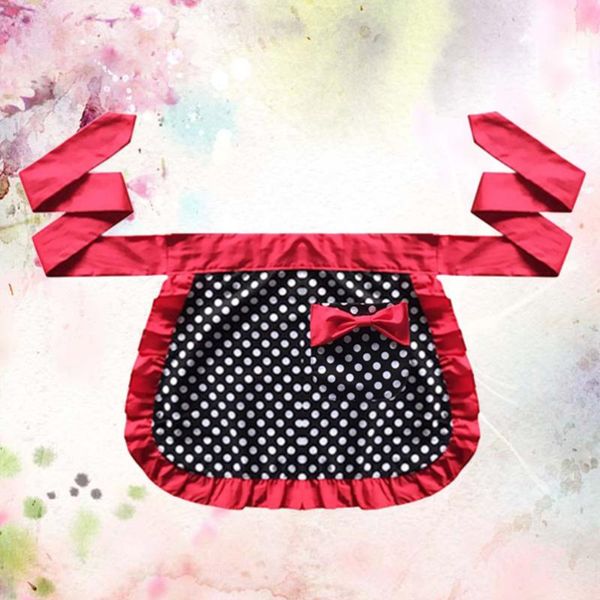 

aprons half apron cotton length little dot decor for gilrs ladies (red)