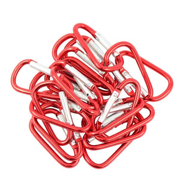 

cords, slings and webbing 20pcs carabiner buckle d ring keychain clip snap spring hook for outdoor safety climbing equipment accessories red