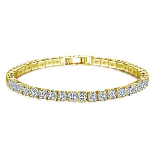 

2mm 4mm 5mm copper zircon tennis bracelet hip hop jewelry 18k gold sier plated cz diamond bracelet iced out tennis chain, Golden;silver
