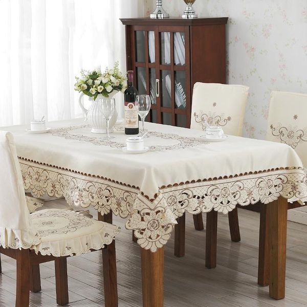 

european pastoral tablecloth embroidered table cover for wedding decoration dustproof dining cloth chair hm010