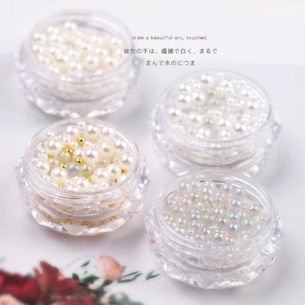 

box 3d nail art rhinestones ab pearl jewelry gems diamond ballet decorations nails steel beads charms stone diy accessories1, Silver;gold
