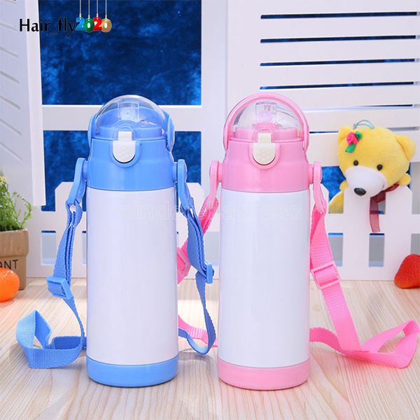 

12oz sublimation kids sippy cup stainless steel thermos water bottle coffee mug blank diy portable travel tumbler child gift hy11