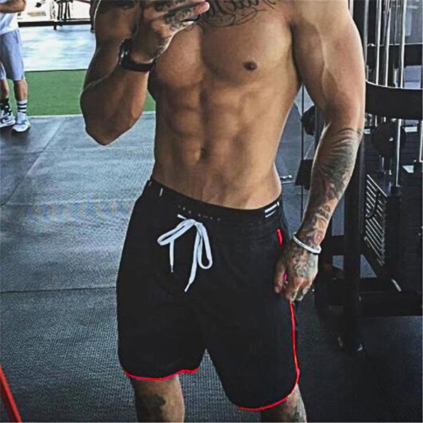 

men's shorts brand summer mens knee length fitness bodybuilding solid casual joggers workout loose fit gyms sweatpants, White;black