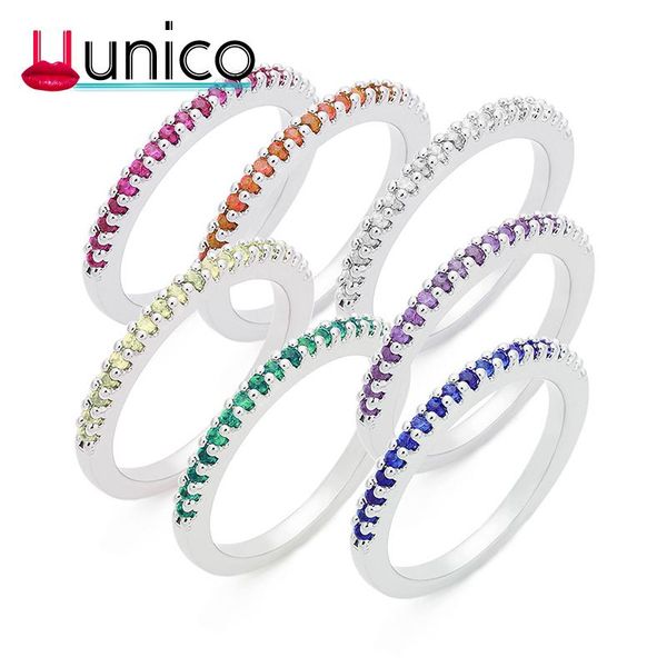 

wedding rings uunico jewelry for women 7 colors charms femme ring wholesale color zircon female europe and the united states, Slivery;golden