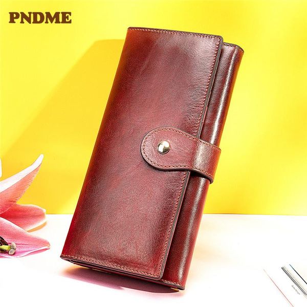 

wallets pndme fashion genuine leather ladies wallet clutch bag casual simple first layer cowhide luxury women's s red purse, Red;black