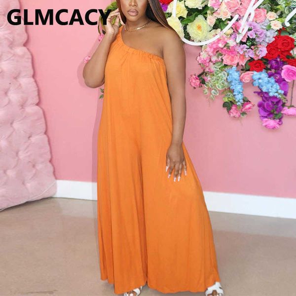 

women one shoulder wide leg solid casual jumpsuits 210702, Black;white