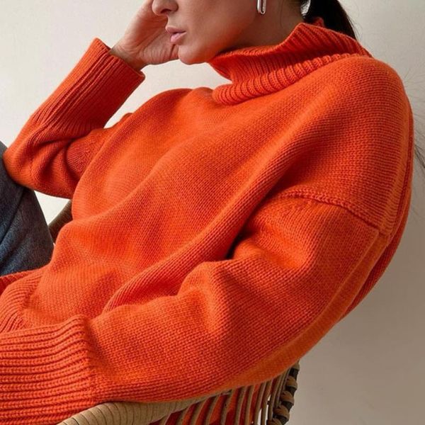 

women's sweaters knitted turtleneck sweater oversize solid long batwing sleeve female pullover jumper autumn winter, White;black