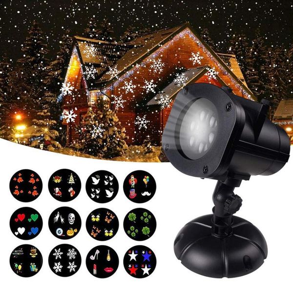 

effects outdoor christmas 12 patterns laser projector stage spotlight showers landscape garden lawn light snowflake dj disco lights
