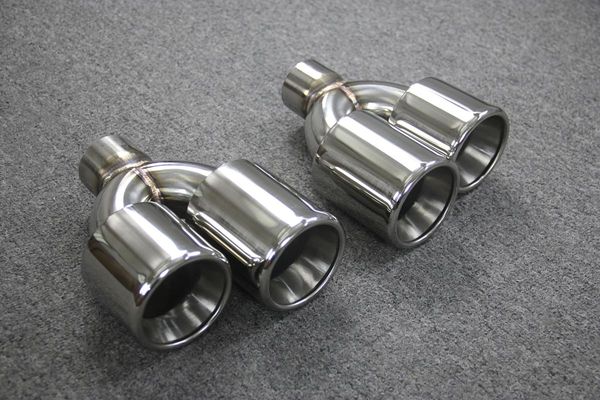 

motorcycle exhaust system 2 pcs 304 silver stainless steel end pipe for universal double car rear tips muffler