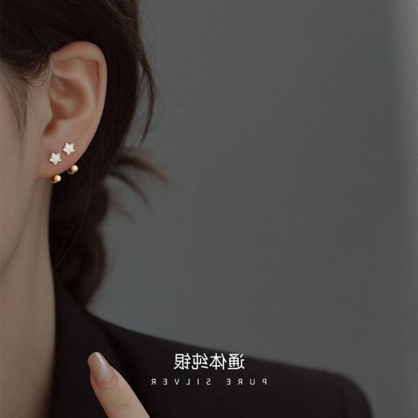 

sterling silver screw buckle earrings women's fashion minority design high sense summer earbone nails, Golden
