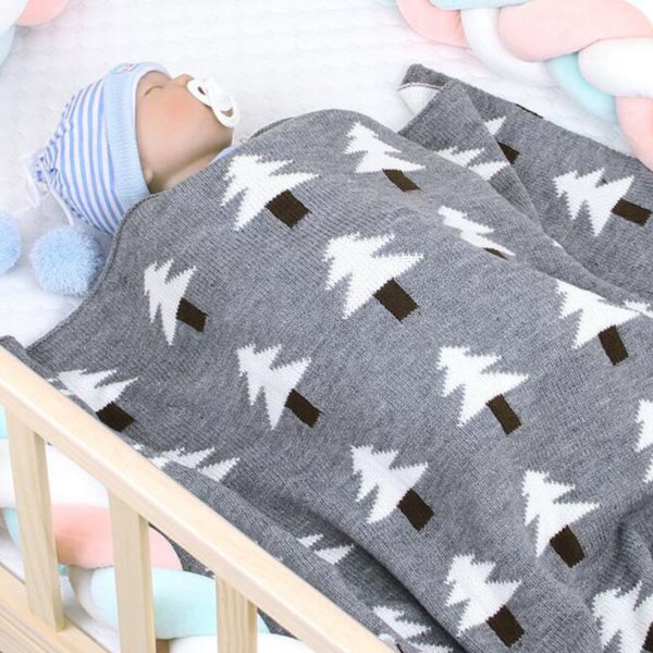

autumn winter infant baby boy girl christmas trees knit blanket born quilt boys girls cotton hold 210429, Blue