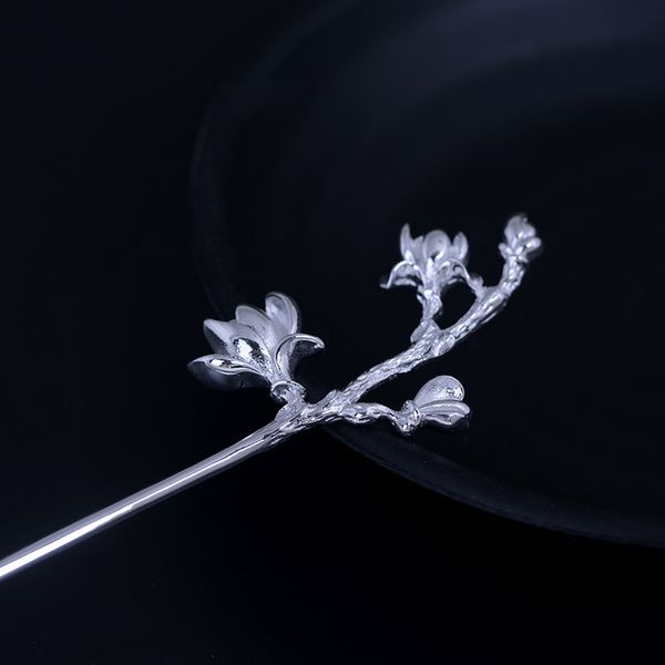 

magnolia flower hair accessories for women hair jewelry bridal wedding 925 sterling silver japanese hair stick bridesmaid gifts, Golden;silver