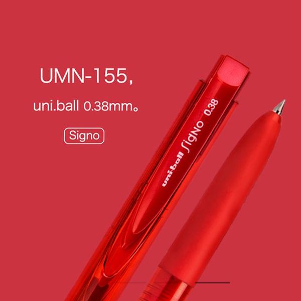 

gel pens 1 pc uni pen uni-ball signo rt1 umn155 0.38/0.5mm 10 colors super-smooth writing rubber grip & click retractable