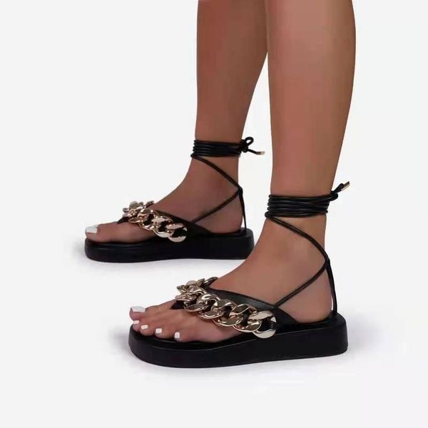 

sandals 2021 women platform slippers fashion open toe sandalias summer ankle strap woman ladies thick shoes, Black
