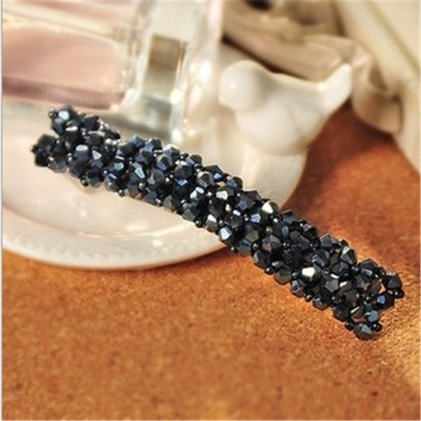 

C6Fy flash drill hairpinfour row clips fishlinebraided edge one word spring clip jewelry barrettes korean flash drill hairpinfour crystal r, Golden;silver