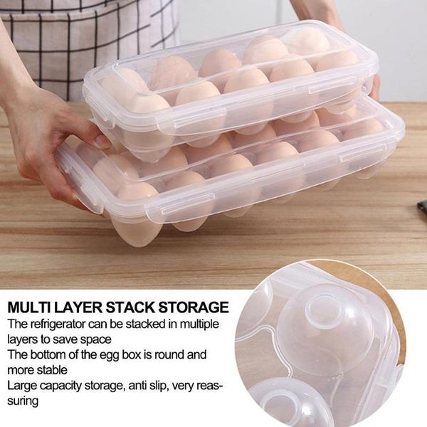 

grids egg storage box with lid kitchen refrigerator holder container rack anti-fall household plastic fresh-keeping n6o9 bottles & jars