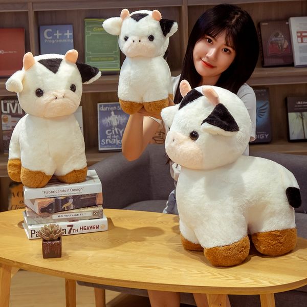 

30/40/50cm fluffy milk cow cartoon toy standing stuffed cattle grassland cute little animal plushie baby kid gift