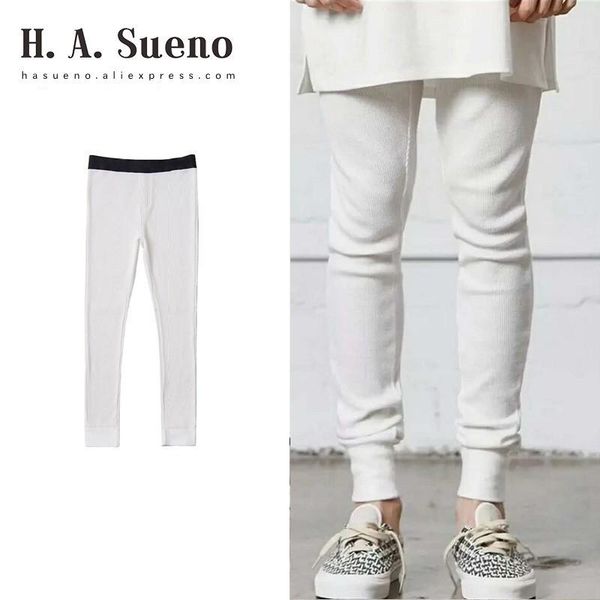 

men's pants h.a.sueno 2021 waffle mens leggings slim ft keep warm long high street fashion design for men skinny trousers /5, Black