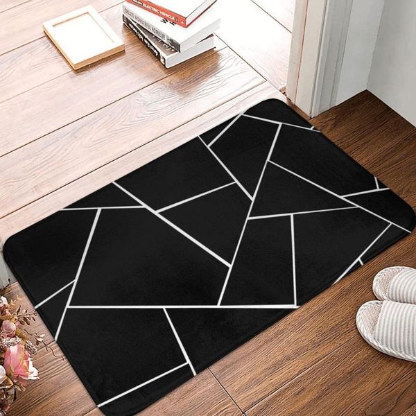 

carpets black white geometric glam doormat carpet mat rug polyester anti-slip floor decor bath bathroom kitchen balcony 40x60