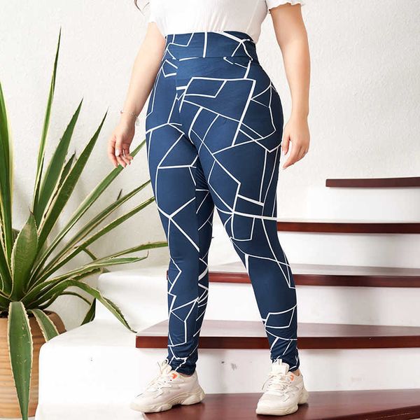 

women's leggings summer fashion sports style geometric graphic print stretch slim large size yoga pants hz6i, Black