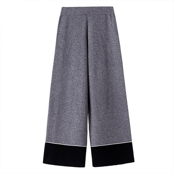 

women's pants & capris 3xl plus size vintage autumn winter women ladies trousers loose high waisted stitch knitted wide-legged female a, Black;white
