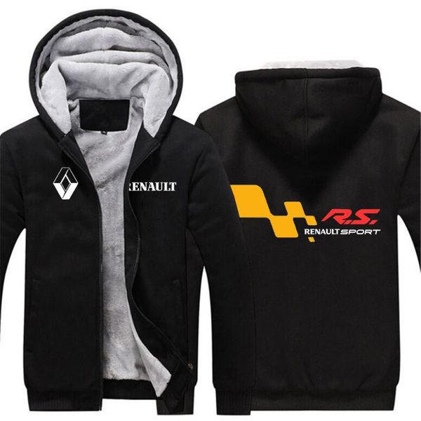 

men's hoodies & sweatshirts renault sport r.s. print sportwear male cotton flesh man's coats warm zipper thicken fleece jackets, Black
